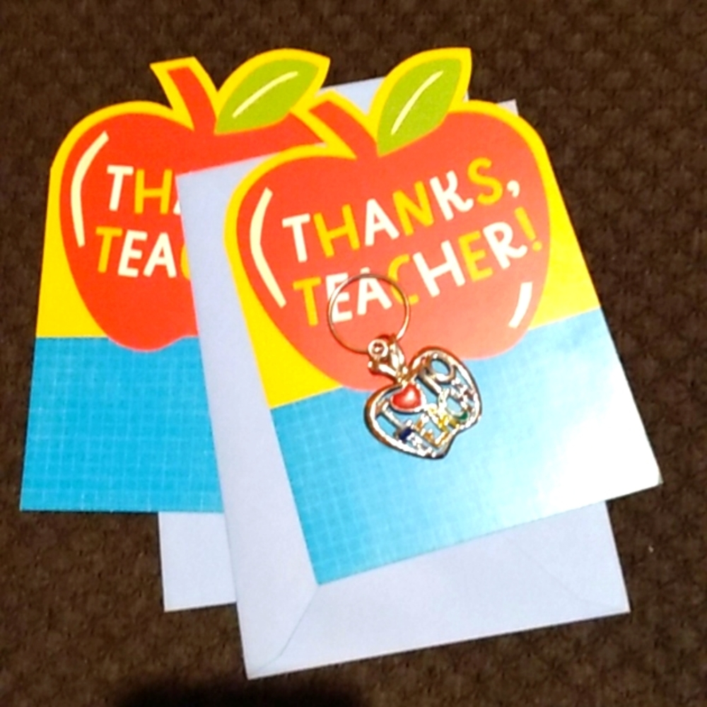 2 Thanks Teacher cards and envelopes. Hallmark. And ( I love to teach keychain.
